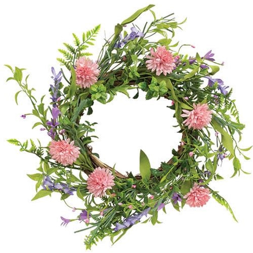 Pink Chrysanthemum & Iris Twig Wreath