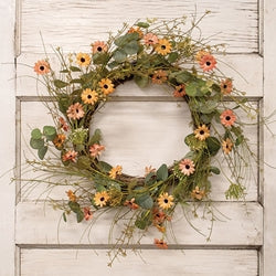 Cottage Blush Daisy & Eucalyptus Wreath