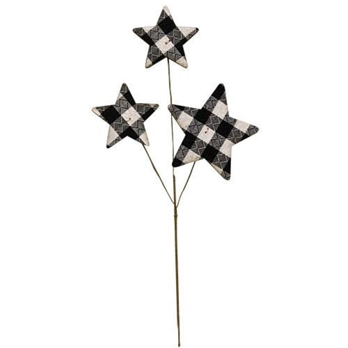 Black & White Plaid Star Pick 14"