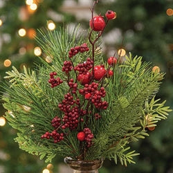 Winter Party Pine & Berry Bush 15"