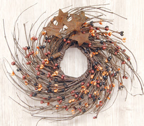 Primitive Mix Pip & Star Twig Wreath 10"