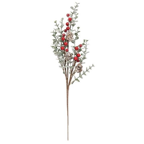 Flocked Eucalyptus & Red Sugar Berry Pick