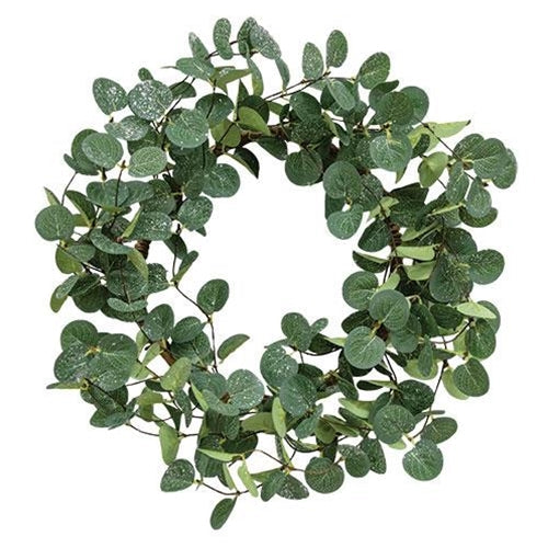 Snowy Silver Dollar Leaves Wreath 20"