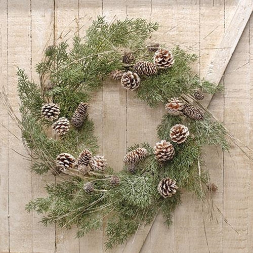 Birch Tipped Cedar Wreath 24"