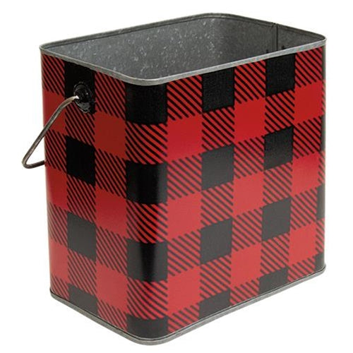 2/Set Red & Black Buffalo Check Canisters w/Handles