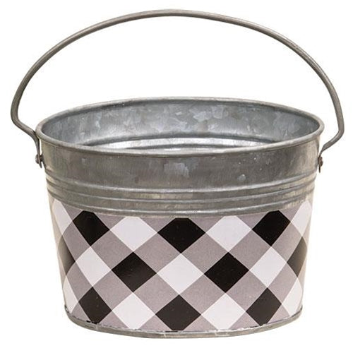 Black & White Buffalo Check Oval Pail