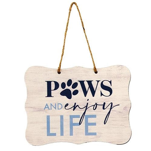 Paws and Enjoy Life Ribbon Sign 8" x 6"