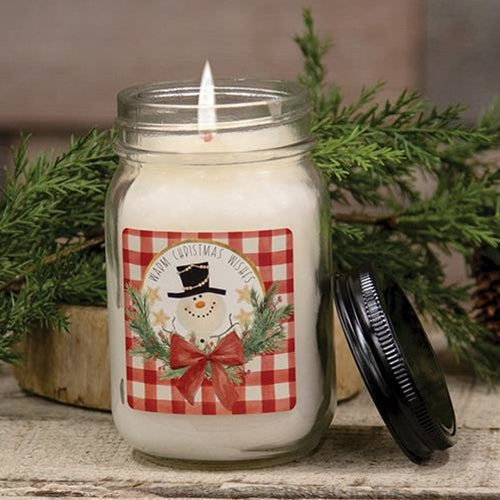 Warm Christmas Wishes Snowberry Pint Jar Candle