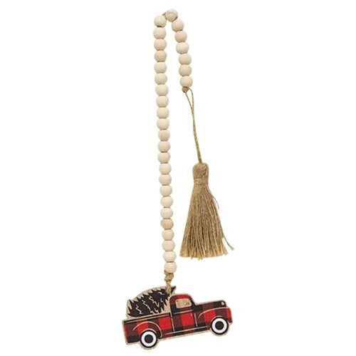 Red Buffalo Check Truck Beaded Strand