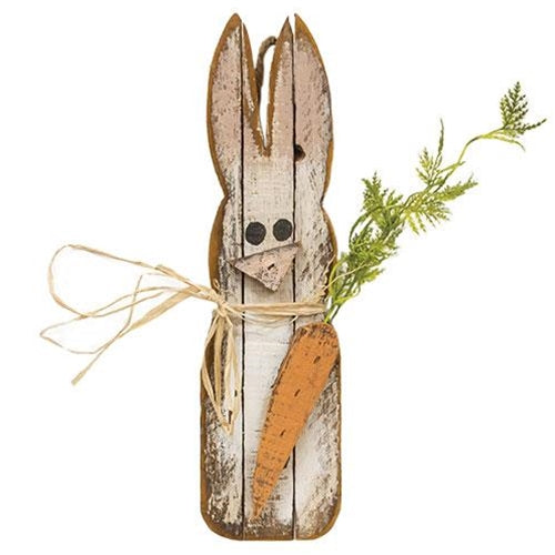 Skinny Lath Bunny With Carrot White