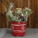 Distressed Red Metal Snowflake Embossed Bucket