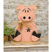 Rustic Wood Sitting "Oink" Pig on Base