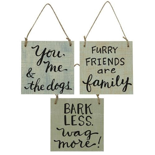 3/Set Doggie Sayings Sign Ornaments