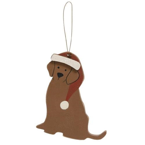 Santa Dog Wooden Ornament