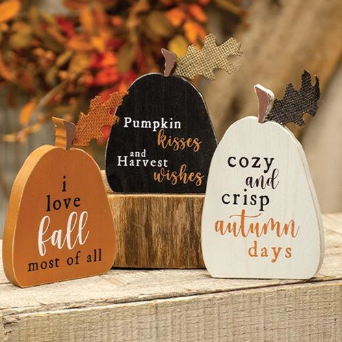 3/Set Rustic Fall Words Pumpkin Blocks