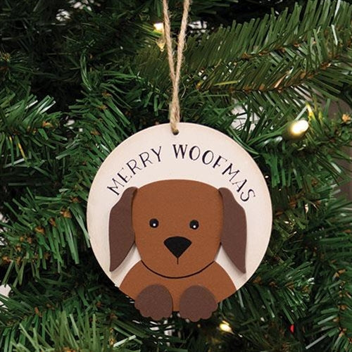 Merry Woofmas Wooden Ornament