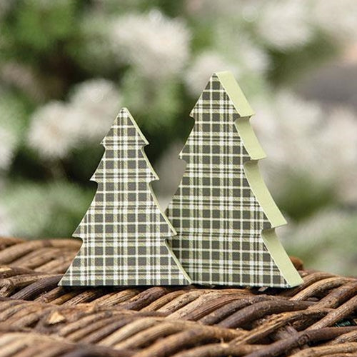 2/Set Green Plaid Chunky Trees