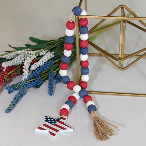 Red White & Blue Flag Star Beaded Garland