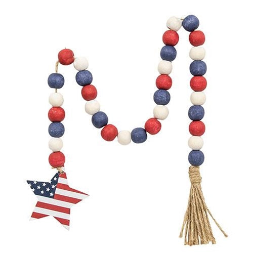 Red White & Blue Flag Star Beaded Garland