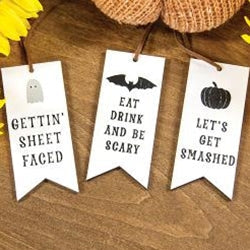 3/Set Eat Drink and Be Scary Tag Ornaments