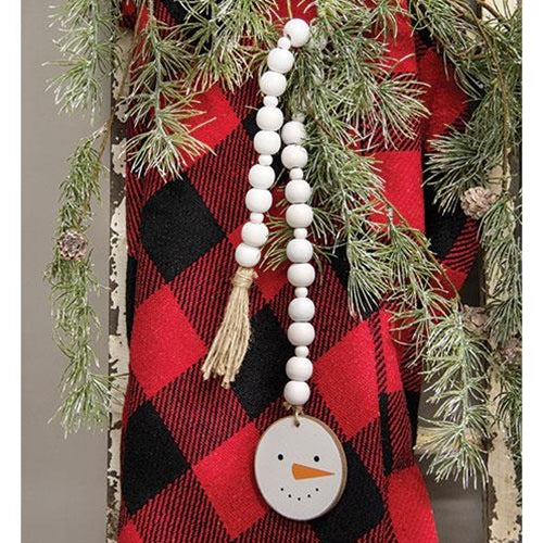 Snowman Head Ornament Beaded Garland