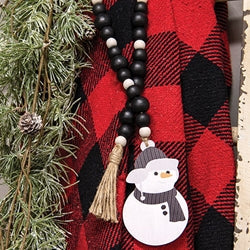 Black & White Bead Garland w/Snowman