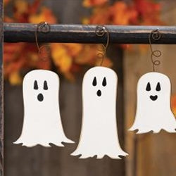 3/Set Happy Ghost Ornaments w/Wire Hangers