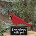 Wooden Cardinal on "I Am Always With You" Base