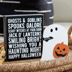 2/Set Ghosts & Goblins Box Sign With Ghost & Jack Easel