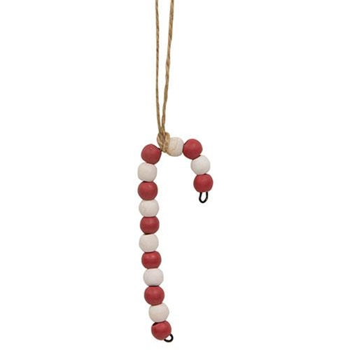 Mini Wooden Bead Candy Cane Ornament