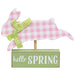 Pink & White Buffalo Check Bunny on Hello Spring Sitter