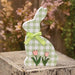 Green & White Buffalo Check Bunny w/Tulips Sitter