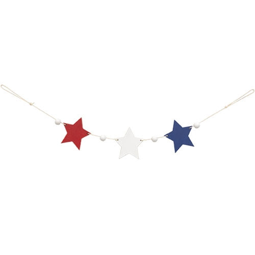 Wooden Americana Stars & Beads Mini Garland