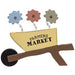 Wooden Farmers Market Wheelbarrow Sign w/Springy Flowers