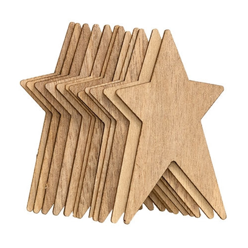 12/Pkg Unfishished Wooden Primitive Stars 3"