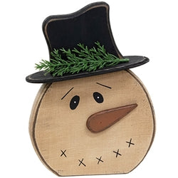 Distressed Wooden Snowman w/Hat Sitter 2 Asstd.