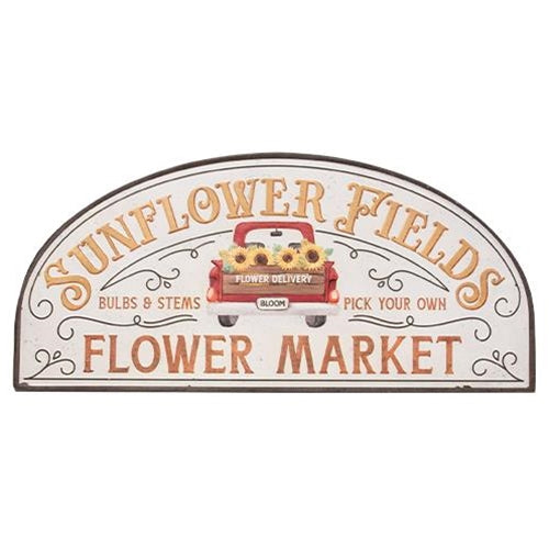 Sunflower Fields Distressed Metal Arch Sign