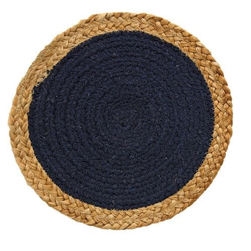 Jute & Cotton Candle Mat Navy 10.5"