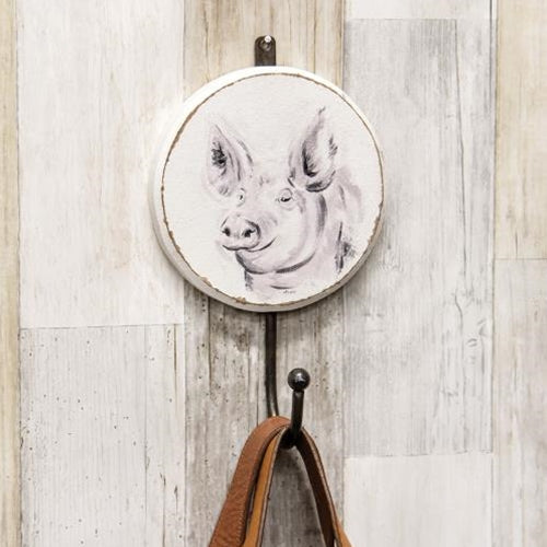 Wooden Farmhouse Pig Wall Hook