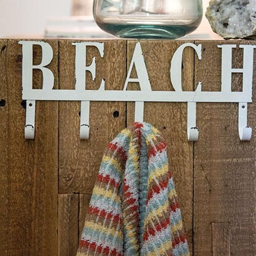 Beach Metal Wall Hook Sign