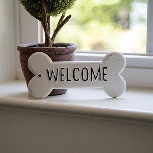 Dog Bone Welcome Metal Sign