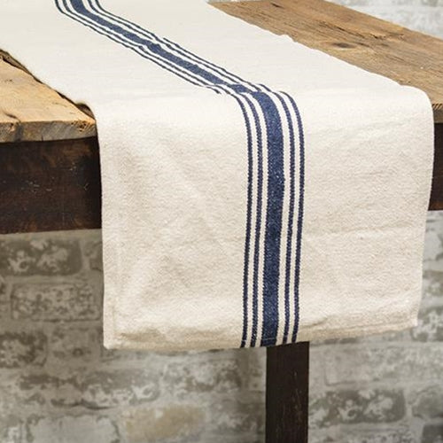 Grain Sack Cream and Navy Stripe Extra Long Runner