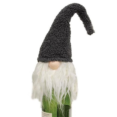 Plush Grey Hat Santa Gnome Bottle Topper