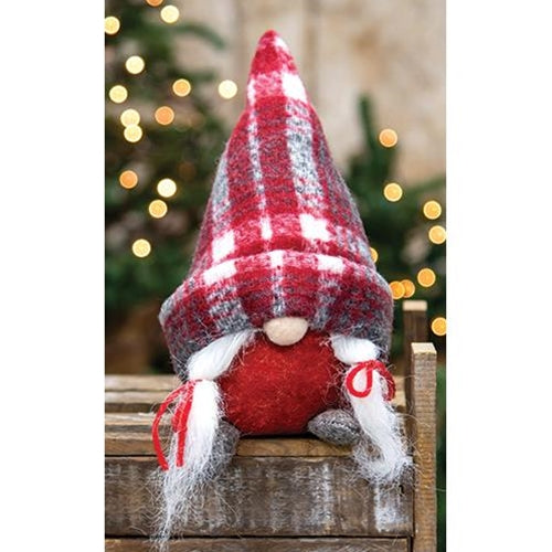 Plush Plaid Mrs. Santa Gnome