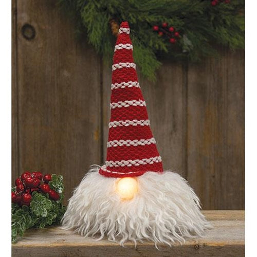 Sm Santa Gnome w/LED Light Nose