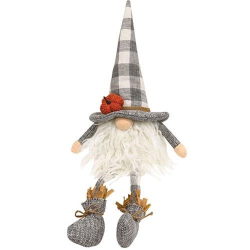 Buffalo Check Pumpkin Dangle Leg Gnome