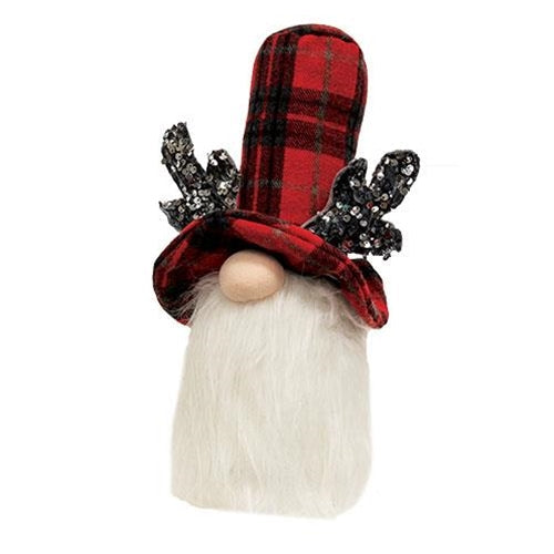 Top Hat Winter Plaid Sequin Reindeer Gnome