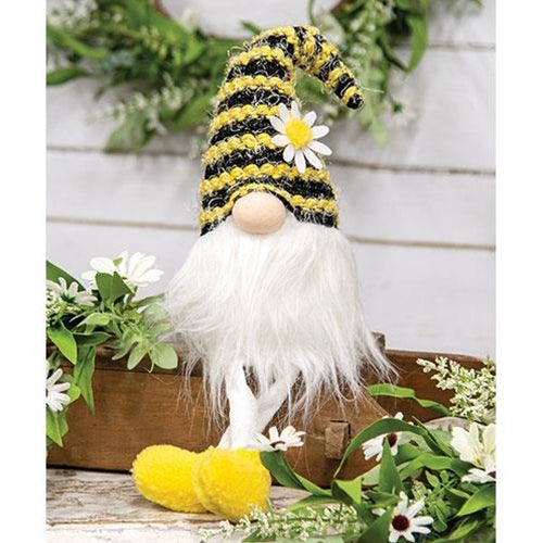 Fuzzy Bee Striped Dangle Leg Gnome