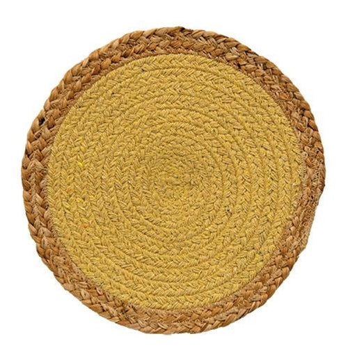 Jute & Cotton Candle Mat Yellow 10.5"