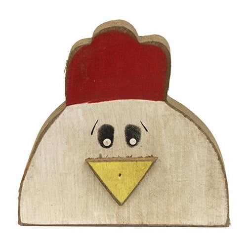 Distressed Wooden Chicken Head Sitter